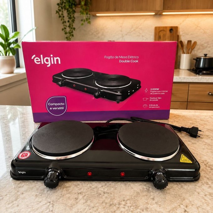 Fogão Cooktop Elétrico Elgin 2 Bocas 127v com Frete Grátis