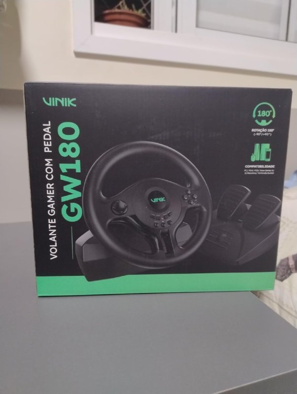 Volante Gamer Vinik GW180 com Pedal - PC/PS4/Xbox/Switch + Frete Grátis