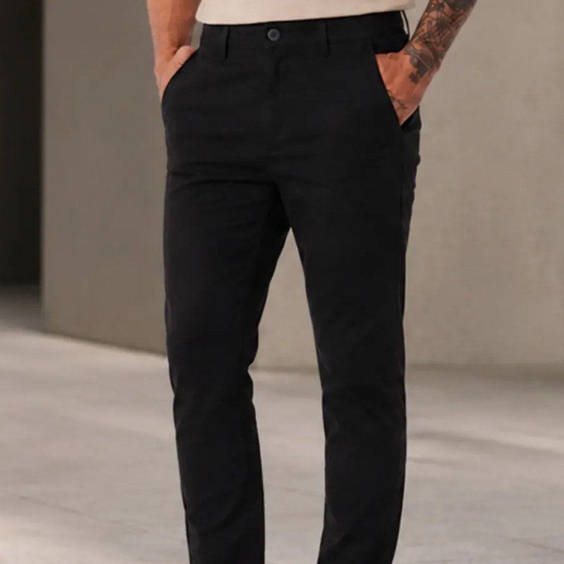 Calça Sarja Masculina Social Slim Elastano Bolso Embutido