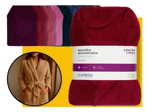 Roupão Microfibra Adulto Extra Macio Unissex Várias Cores