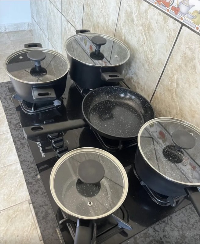 Jogo 5 Panelas Antiaderente Ultra Ceramic Mou Preta - Oikos