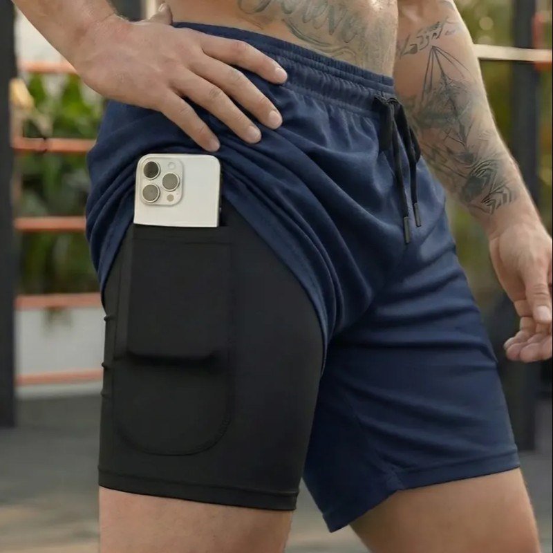 Kit 4 Shorts 2 Em 1 Duplo Dryfit Masculino Compressão Térmic (P ao GG)