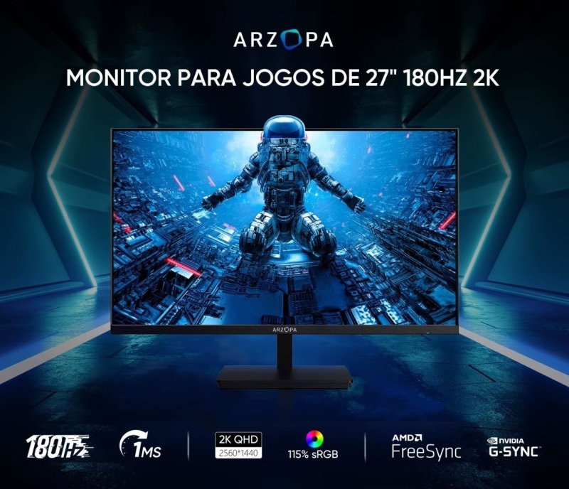 Monitor Arzopa M1rc 27" Quad Hd Fast Ips 180Hz 115% sRGB Hdr10 2560x1440