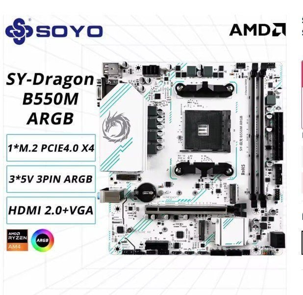 Placa Mãe B550m Soyo Eternal Dragon Argb Pci 4.0