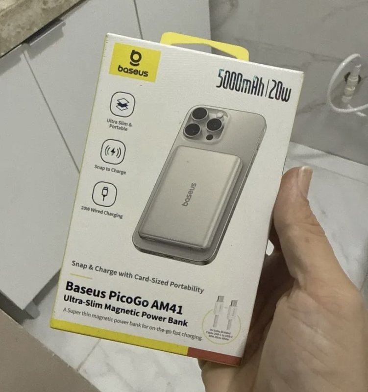 Carregador Baseus Am41 MagSafe Qi2 Powerbank 10000 mAh Cinza