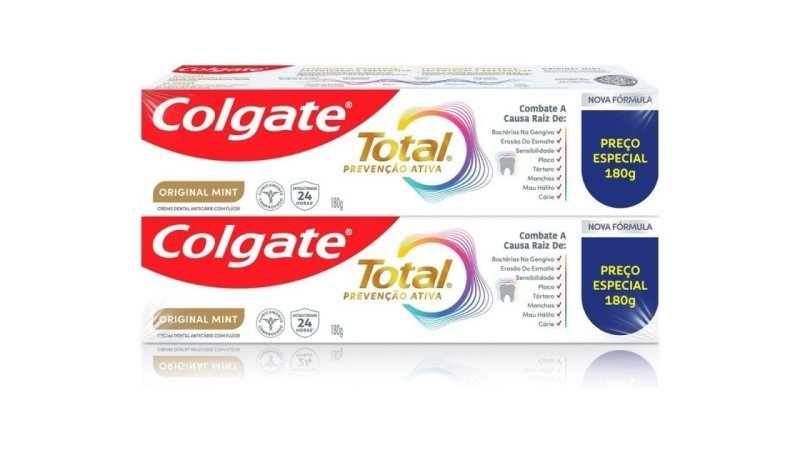 Colgate Total Original Mint Creme Dental com Flúor, 2x180g + Frete Grátis