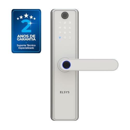Fechadura Digital de Embutir, Wi-Fi com Biometria, Elsys, SAX, Prata