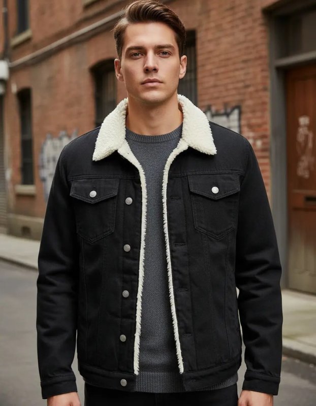 Casaco Jeans Masculino Forrado de Pelúcia Quente