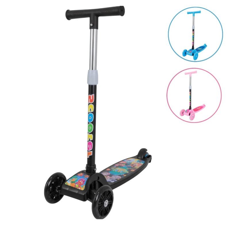 Patinete infantil 3 rodas com led ajustável scooter dobrável menino menina
