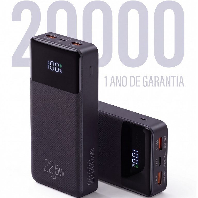 Power Bank Carregador Portátil Pro 20000mAH ELG PB200BK