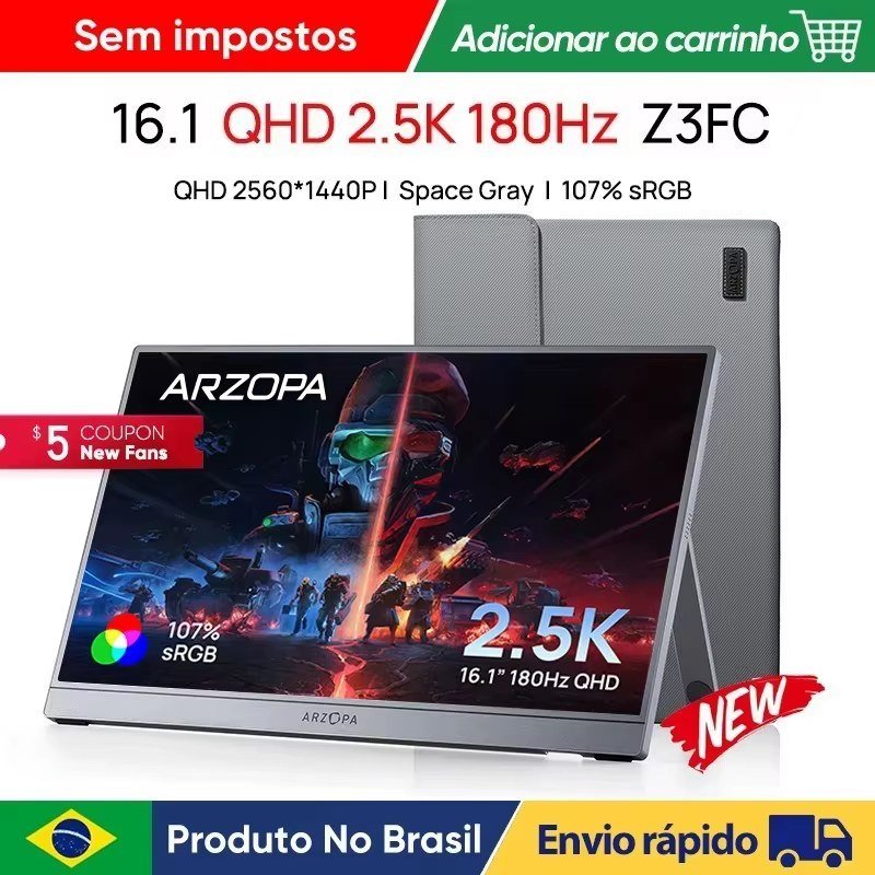 Monitor Portátil Arzopa 16.1' 2.5K 180hz