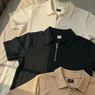 Kit 2 Camisetas Polo Manga Curta Com Zíper Masculina Canelada