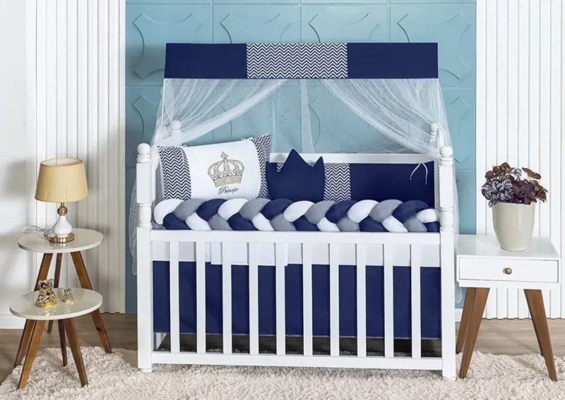 Kit Para Berço Confortável bebê Menino Coroinha