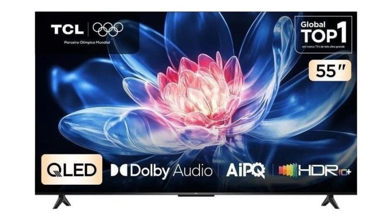 Smart Tv Tcl 55 Polegadas Qled 4K T6c WiFi Bluetooth Google Tv Tela Hva e Hdr10+ 55T6c