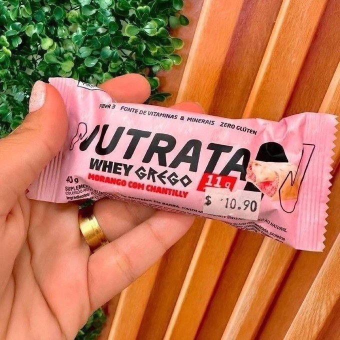 Caixa com 12 Barras Nutrata Whey Grego 40g Morango com Chantilly + Frete Grátis