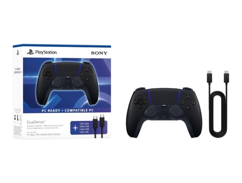 Controle sem fio PlayStation DualSense - Midnight Black + Cabo USB para PC