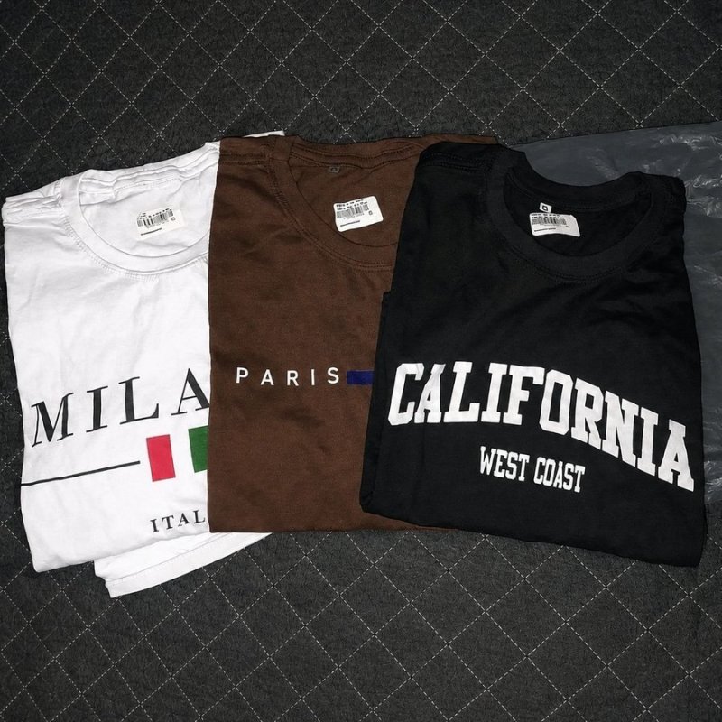 Kit com 3 Camisetas de Algodão Milano Paris Califórnia + Frete Grátis