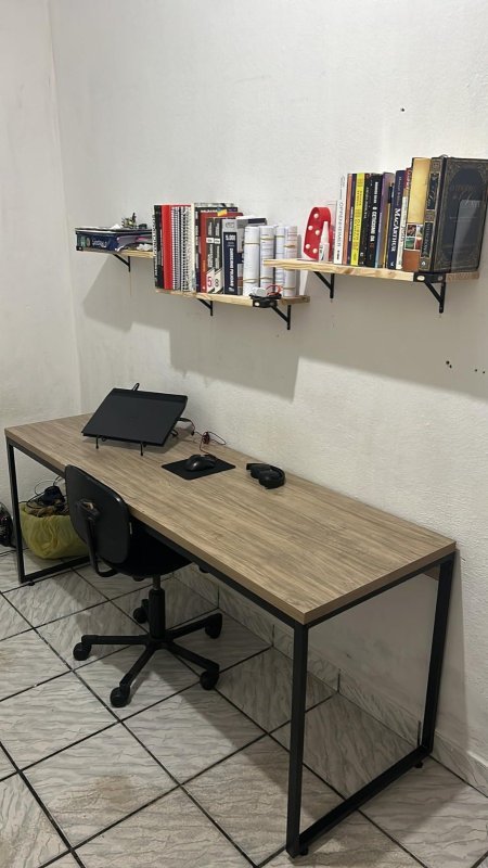 Mesa Dynamica Diretor 180X60X75cm Carvalho Dark/Est.Preta + Frete Grátis