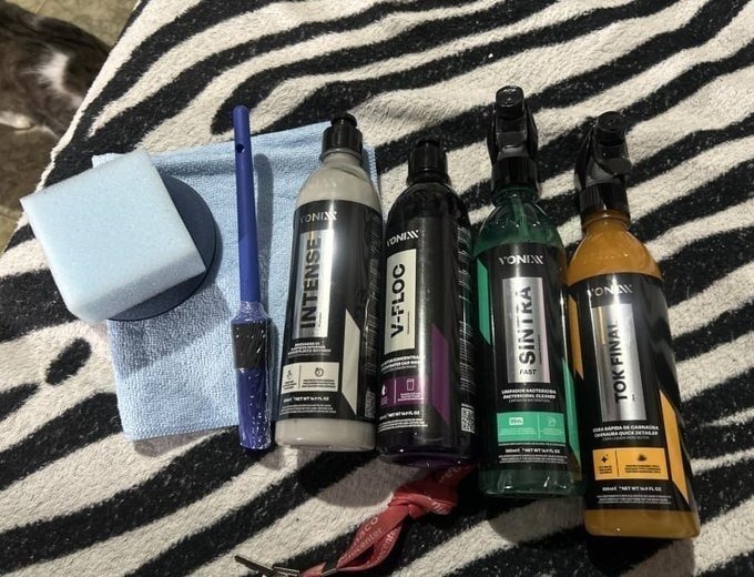 Kit Limpeza Automotiva Completa Shampoo V-floc Revitalizador Intense Cera Tok Final Limpador Sintra Fast Pano Vonixx