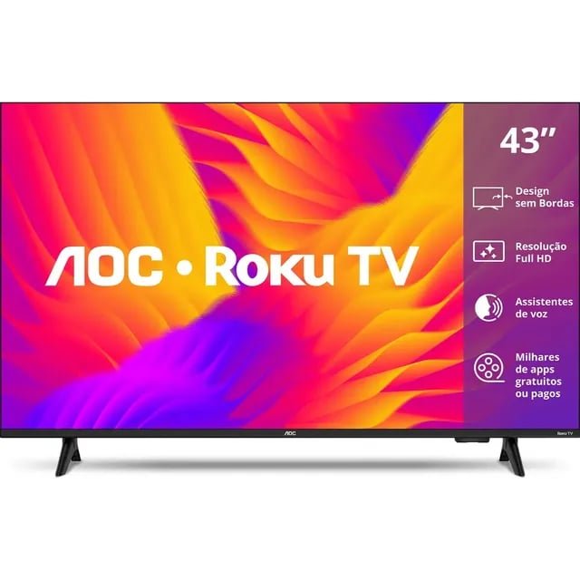 Smart TV 43 AOC LED Roku Full HD Wi-Fi 60Hz HDMI USB 43S5155/78G