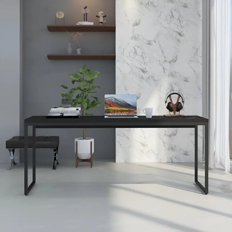 Mesa Diretor 1,80m Dynamica Cor Preto Ônix / Est.Preta