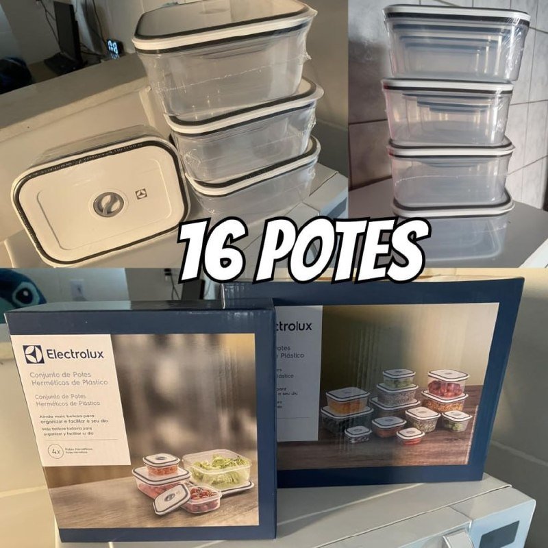 Kit 16 Potes Herméticos Electrolux c/ Tampa