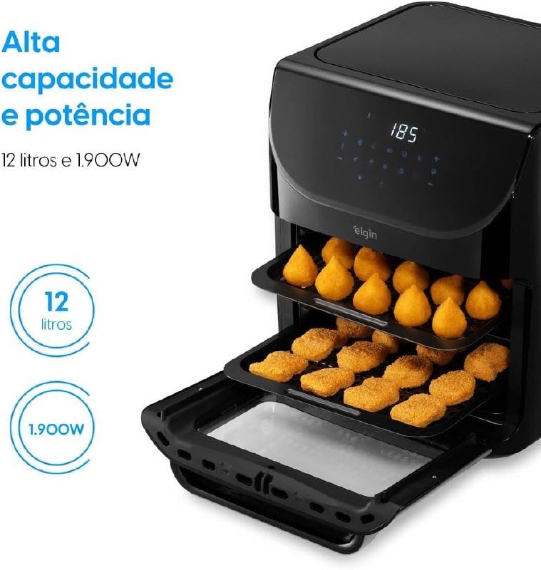 Fritadeira Air Fryer Family Oven Fry Elgin 12L 220V 1.900W 10 funções e Painel Digital