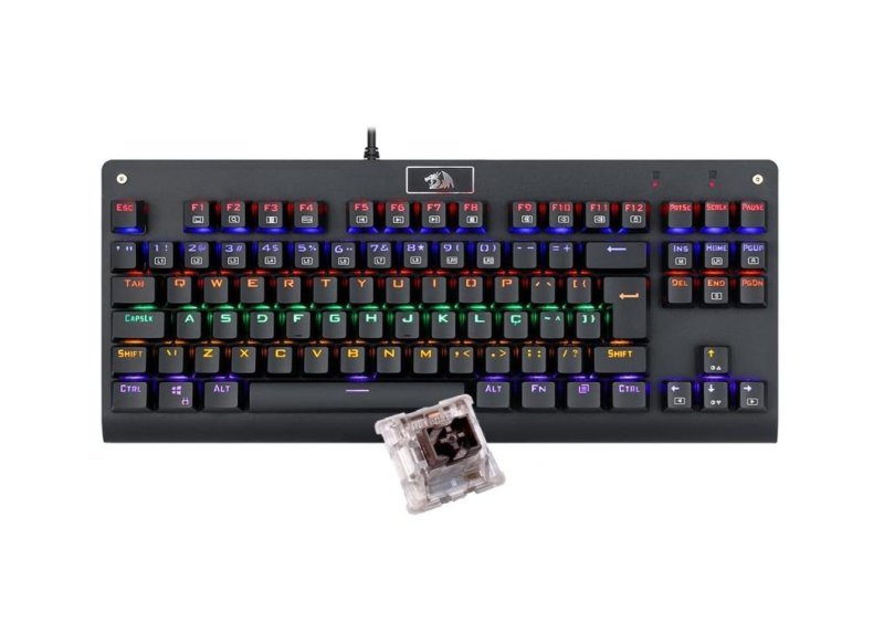 Teclado Mecânico Redragon Dark Avenger Preto Iluminação Rainbow Switch Marrom K568R