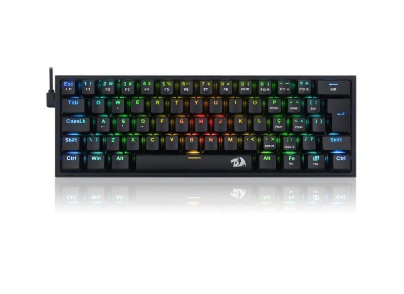 Teclado Mecânico Gamer REDRAGON FIZZ RGB PRETO SWITCH MARROM K617-RGB-B (PT-BROWN)