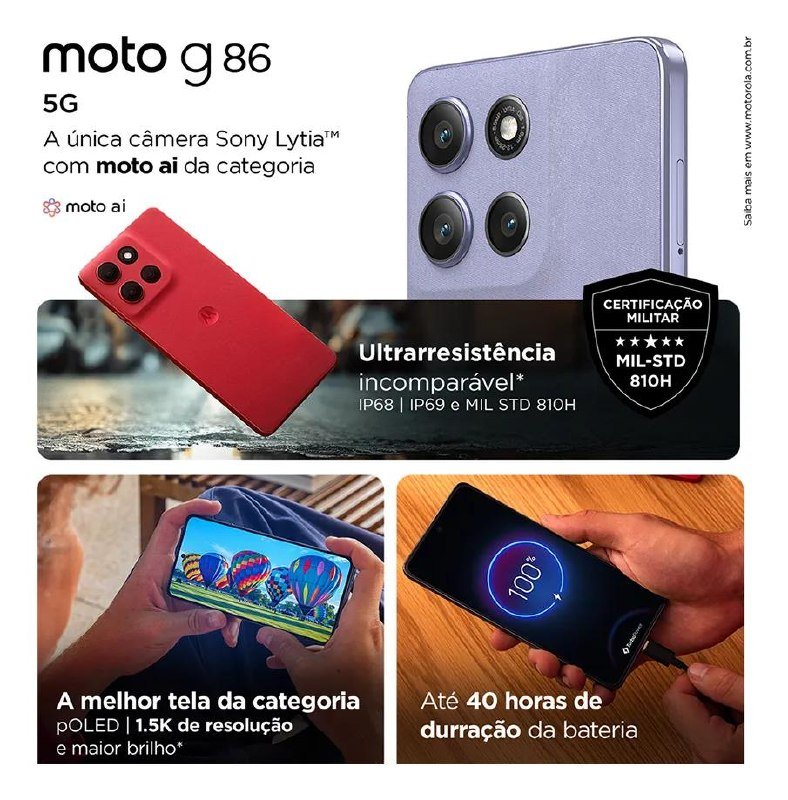 MOTO G86 5G COM TELA POLED E CÂMERA SONY