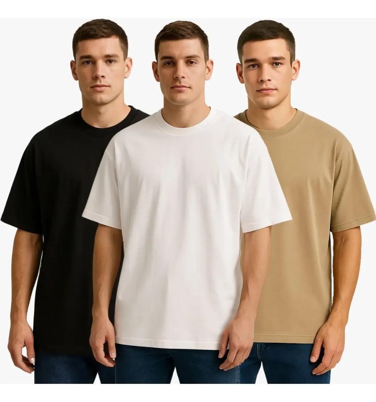 Kit com 3 Camisetas Oversized Masculinas Básicas