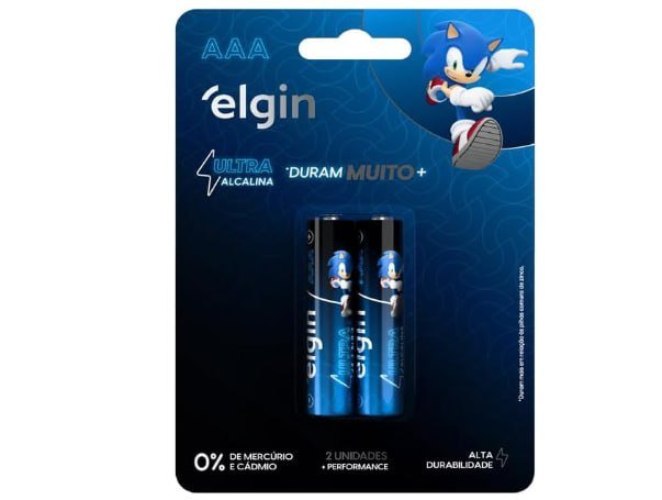 Pilha Ultra Alcalina AAA Elgin Cartela com 2 Unidades Palito