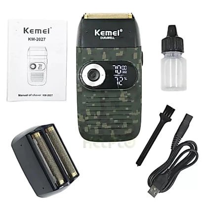 Barbeador Elétrico Kemei KM2027 Profissional Bivolt – Verde-Escuro