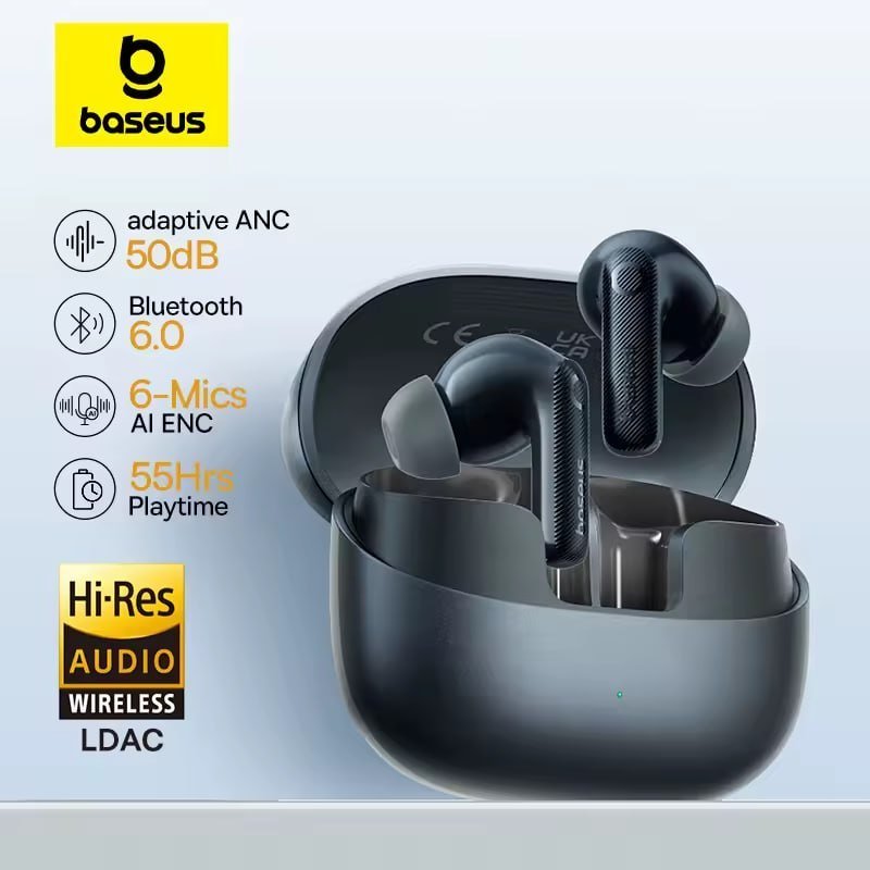 Fones de Ouvido Baseus EP10 Pro ANC Sem Fio Bluetooth 6.0 50dB 6 microfones
