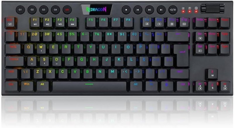 Teclado mecânico Low Profile Redragon Horus TKL Preto Switch Brown