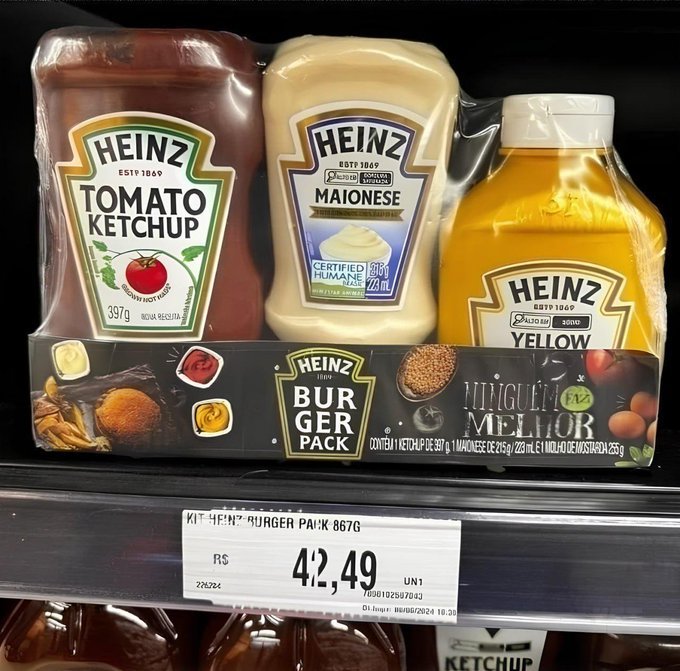 Heinz Pack Hamburger - Ketchup 397g - Maionese 215g - Mostarda 255g