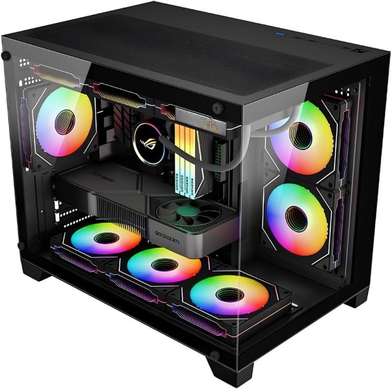 Gabinete Gamer Aquário ATX Lateral Vidro Espaçoso Grande Preto