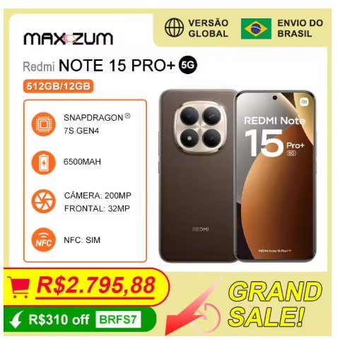 Xiaomi Redmi Note 15 Pro+ 5G, 512GB/12GB RAM