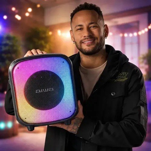 Caixa de Som PartyBox AIWA PB-07 Bluetooth 8H RGB USB TWS Preto