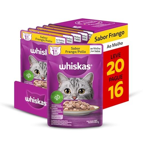 Pack Ração Úmida Whiskas Sachê Frango ao Molho para Gatos Adultos - Leve 20 Pague 16