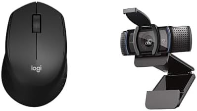 Mouse Sem Fio Logitech M330 SILENT - Preto + Webcam Full HD Logitech C920s