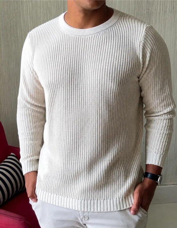 Suéter Masculino Lã Tricot Blusa De Frio Social Manga Longa