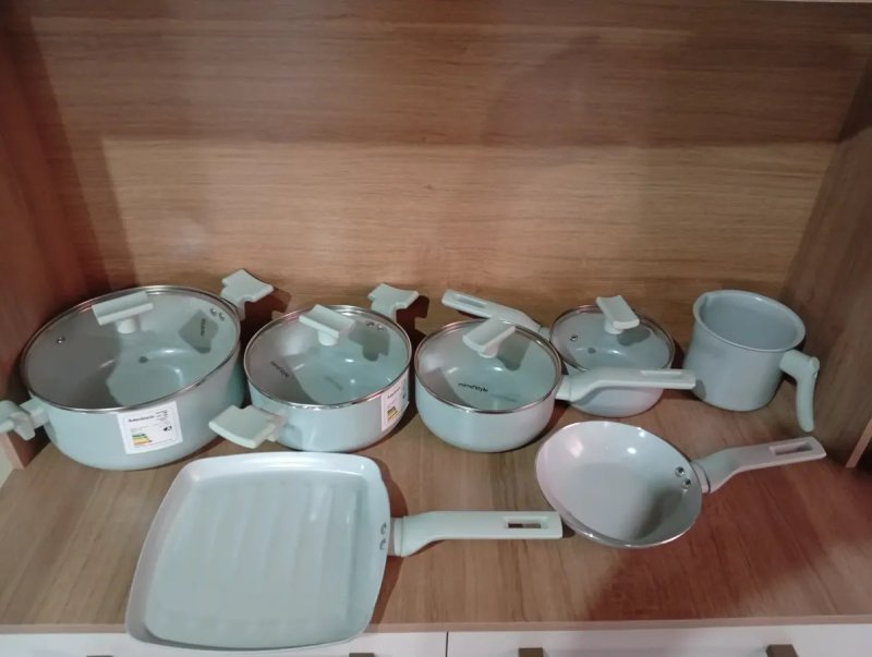 Conjunto Panelas 7 Peças Sartin Cook Cor Aquamint Mimo Style