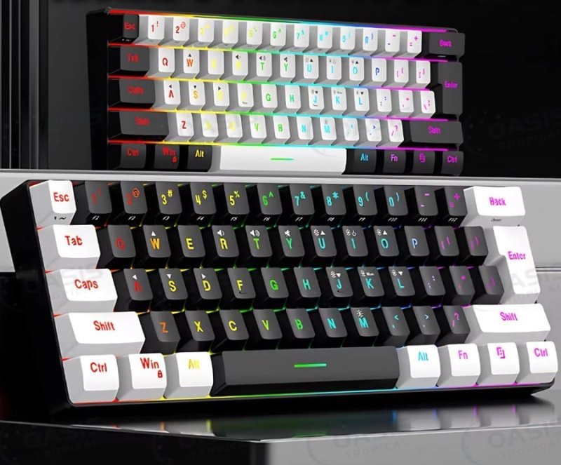 Teclado Gamer 61 Teclas RGB Mini Compacto USB-C