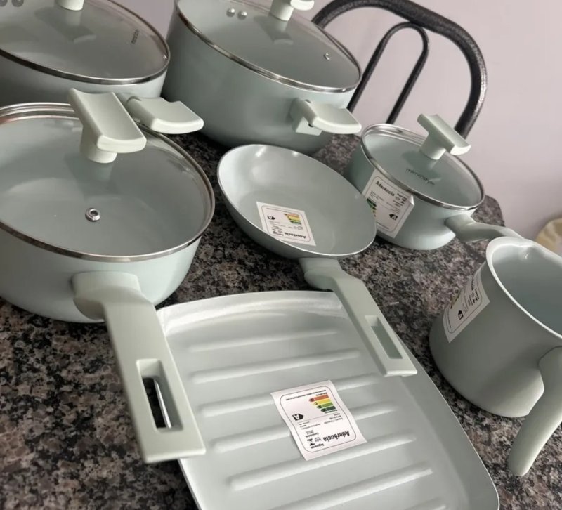 Conjunto Panelas 7 Peças Sartin Cook Cor Aquamint Mimo Style + Frete Grátis