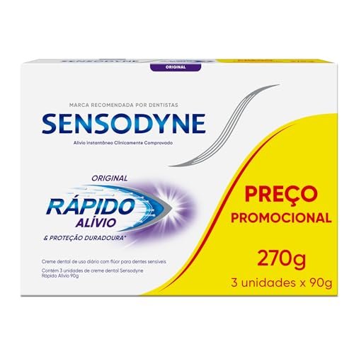 Sensodyne Creme Dental para Sensibilidade Rápido Alívio e Proteção Duradoura com Flúor, Leve 3 e Pague 2