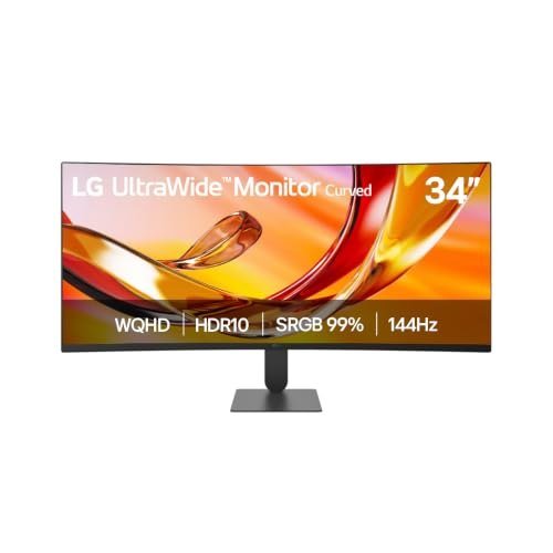 Monitor LG UltraWide, Tela VA de 34” 2K WQHD, Curvatura 1800R 144Hz