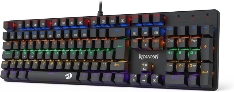 TECLADO MECÂNICO GAMER REDRAGON VALHEIM ILUMINAÇÃO RAINBOW PRETO SWITCH BROWN