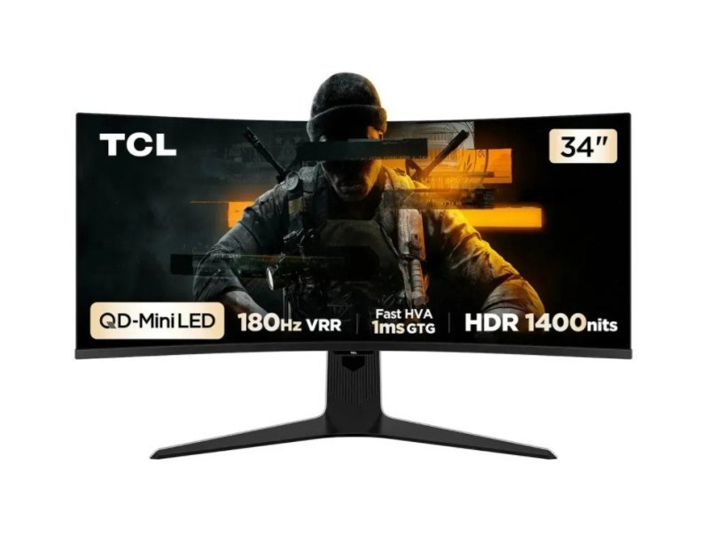 Monitor Gamer Curvo TCL R83Q de 34", QLED Mini LED, WQHD, 180Hz, 1ms