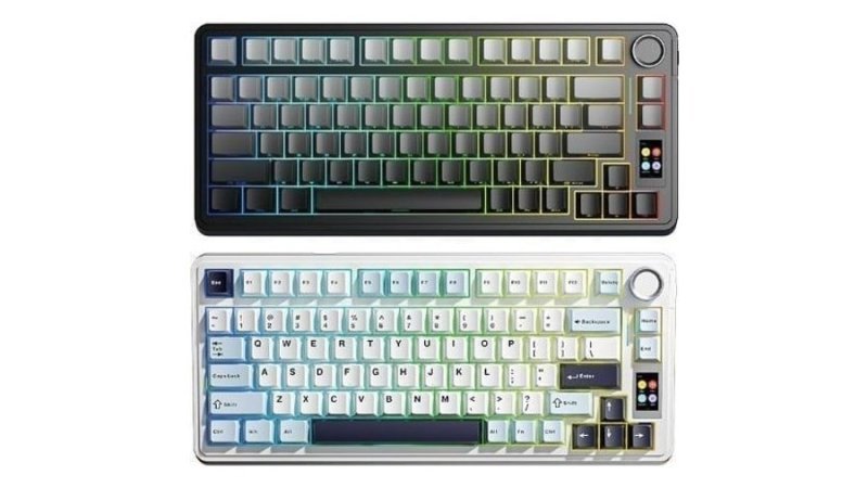 Teclado Mecanico Sem Fio Aula S75Pro 75% com iluminação Rgb, tela Tft